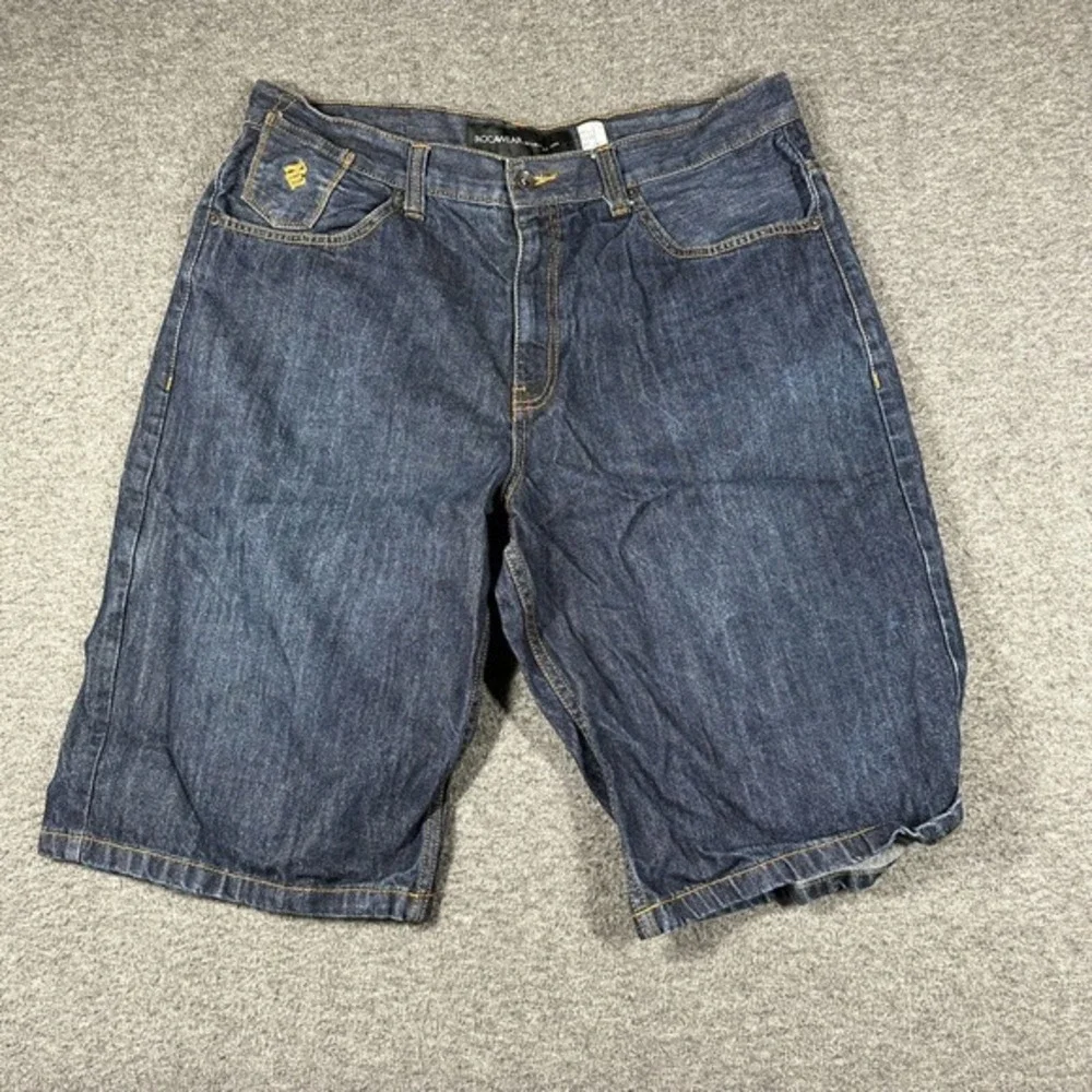 Vintage‎ Y2K Rocawear Baggy Jorts Jean shorts Mens 38 Dark Wash Denim 14